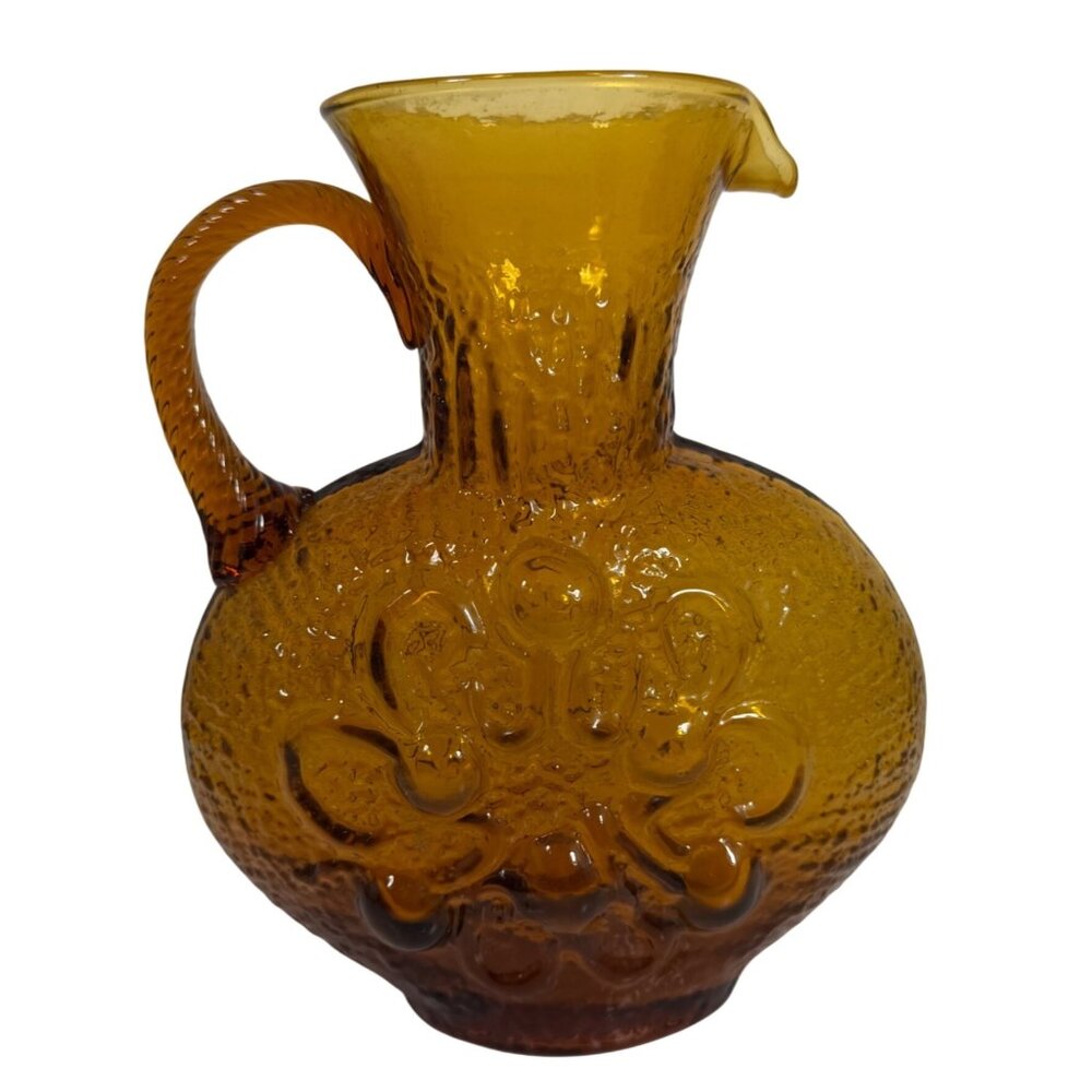 Vintage amber glass pitcher designed by Wayne Husted for Stelvia Glass in Italy